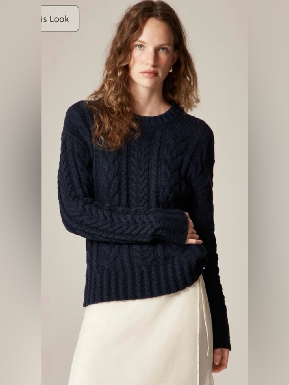 J.Crew Cable-knit crewneck sweater in navy